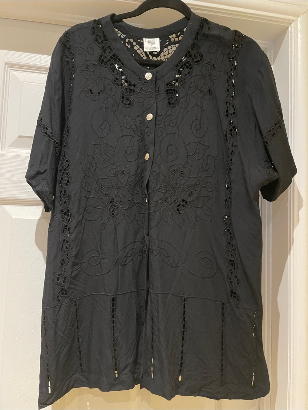 Black  Tunic Blouse Boho Romantic Cottagecore Lagenlook